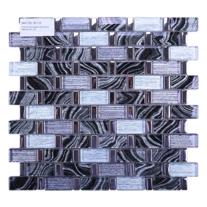 3D mirror glitter grey glass mosaic