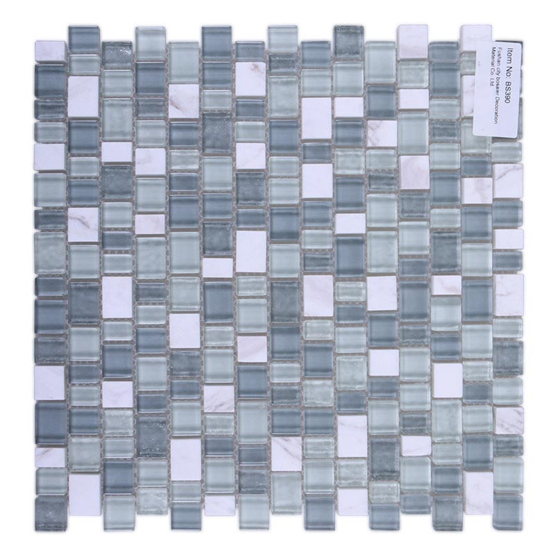 Grey white stone glass mosaic tile