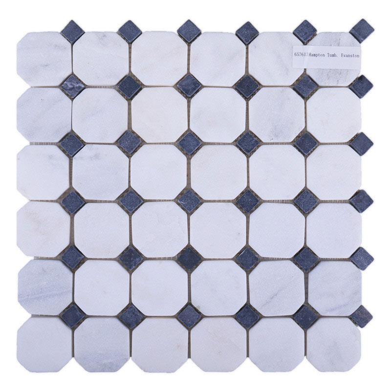 octagon white marble mosaic for floor