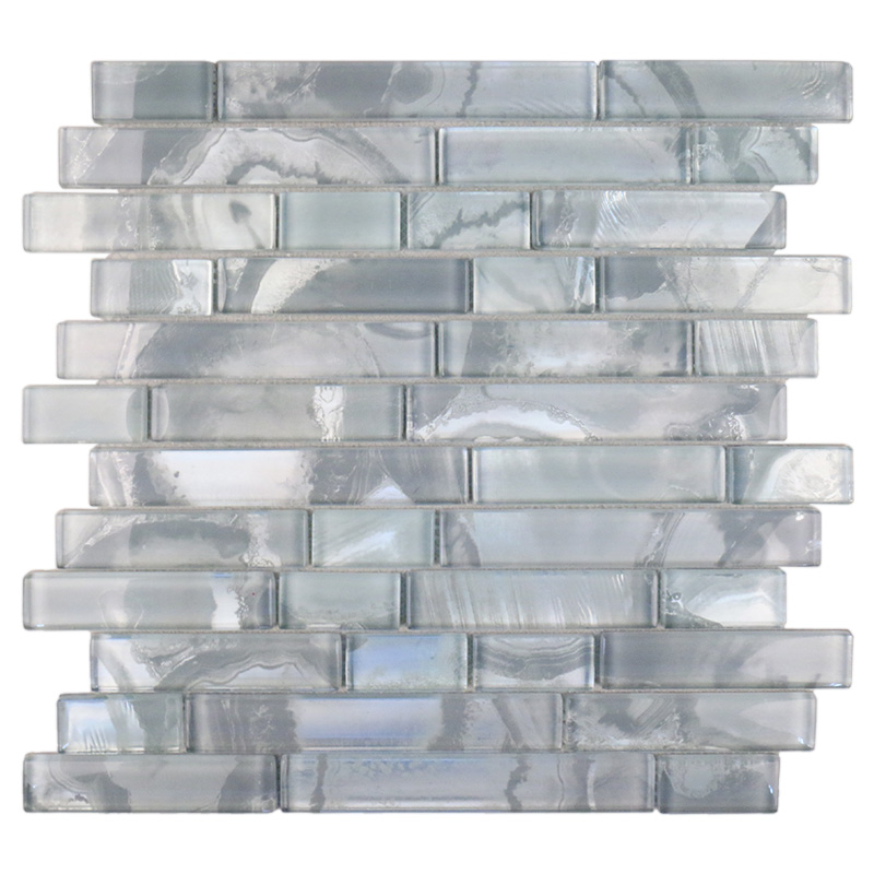 Thickness 8mm bathroom walls strip glass mosaic