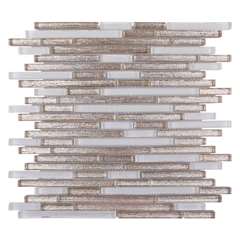 Luxury style gold white shiny glass mosaic tile