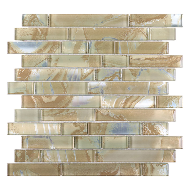 Kitchen back splash gold color glass mosaic