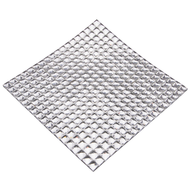 Clear diamond shaped silver glass mosaic