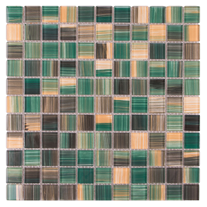 New trendy hand-paint yellow green glass mosaic