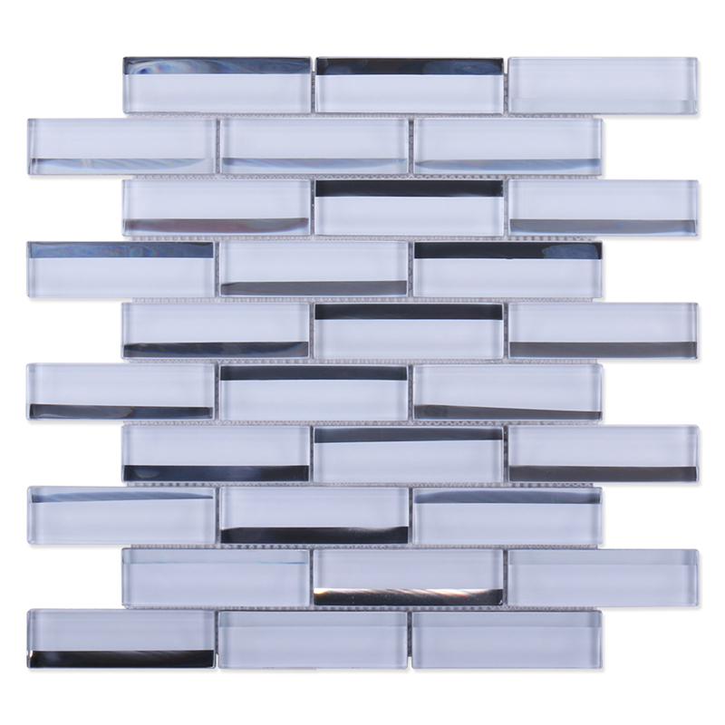 Rectangle mirror white glass mosaic for bathroom