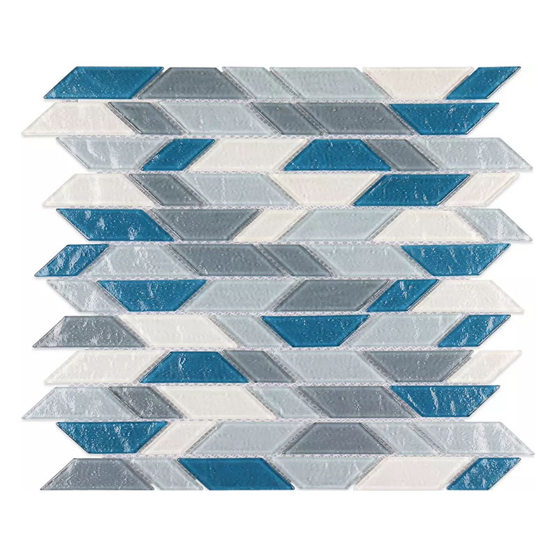 White gray blue trapezoid glass mosaics