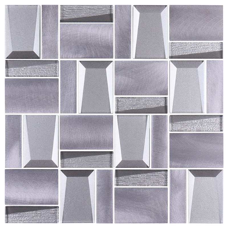 Rectangle 3D beveled glass aluminum mosaics