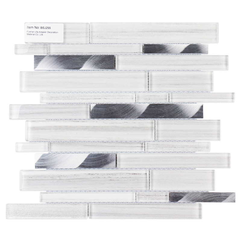 Laminated white strip glass aluminum mosaic