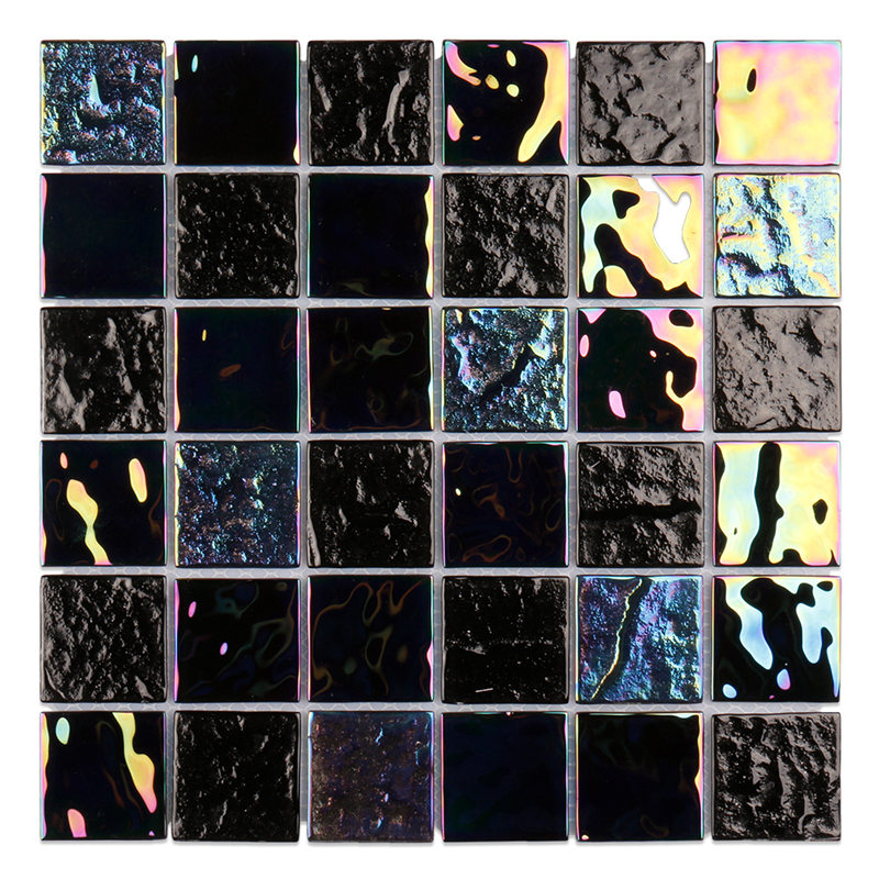 Wall electroplated black glass mosaic tiles