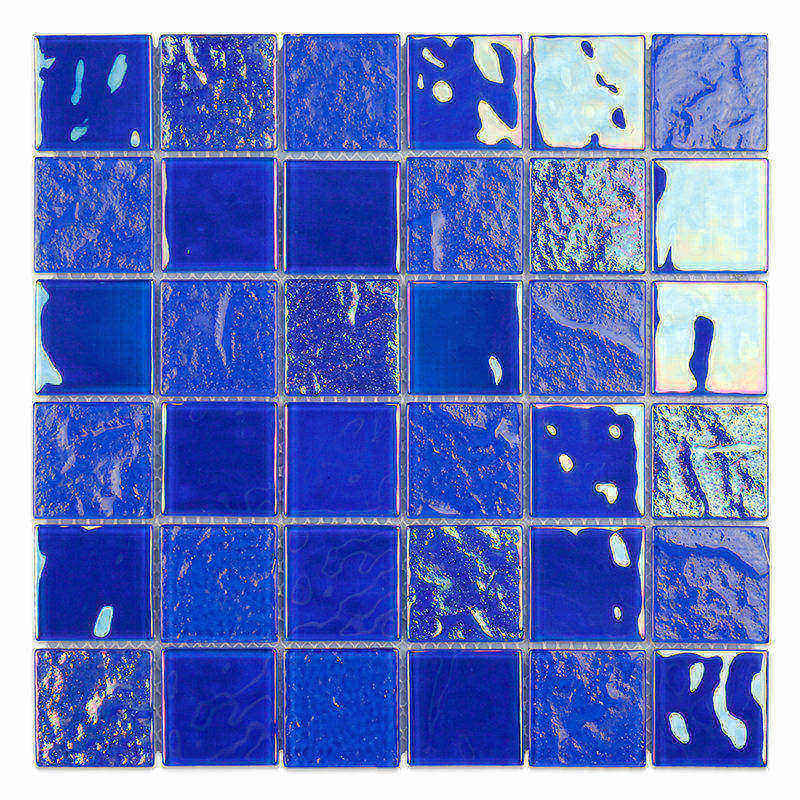 Dark blue iridescent glass swimming pool mosaics