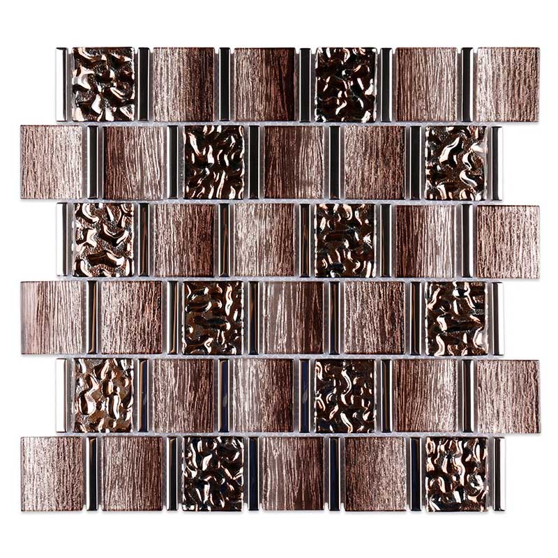 Laminated gradient brown glass mosaic tiles