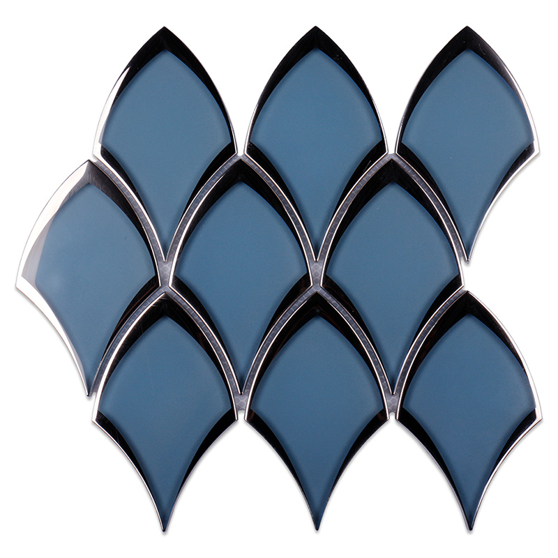 Water jet fan shape blue glass mosaics