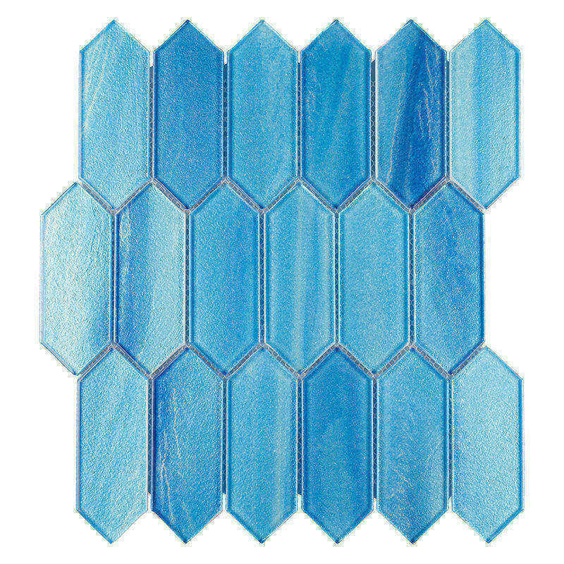 Bathroom wall blue honrycomb glass mosaic tiles