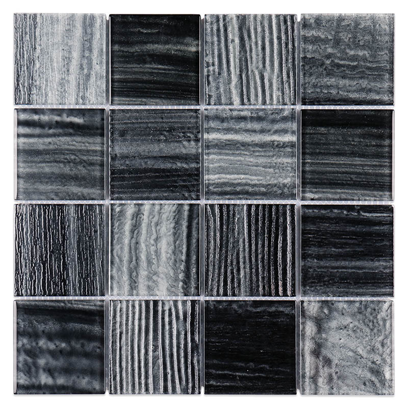 Black brushed pattern glass mosaics