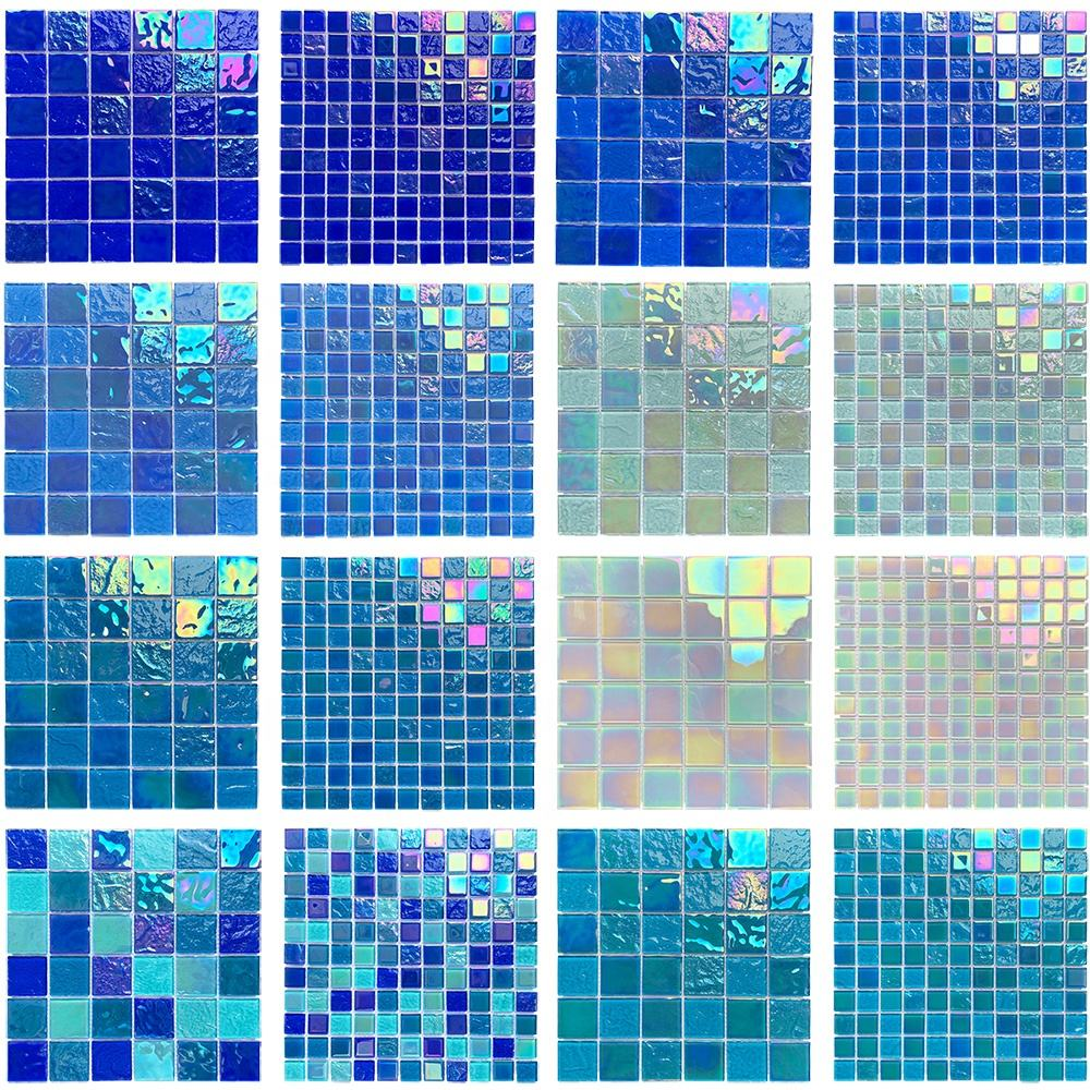 Iridescent Crystal Glass Swimming Pool Mosaic Tile