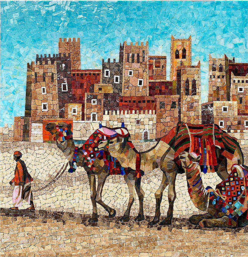 Scenic Painting Glass Mosaic Hand-cut Mural