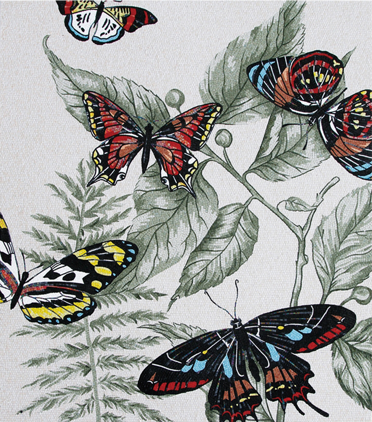 Modern Plants Painting Glass Mosaic Mural