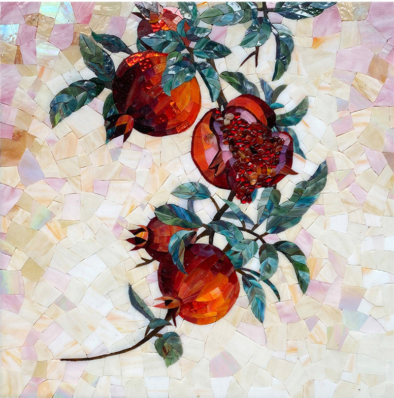 Plant Glass Mosaic Hand-cut Mural